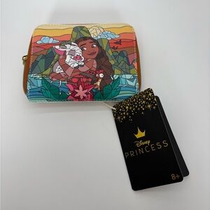 Disney Moana Colorful Sunset Zip Wallet — Yellow Blue Green Red